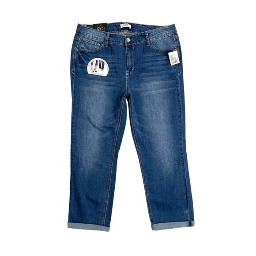 Kensie Jeans Denim Effortless Ankle Mid Rise Rolled Hem SZ 14/32 NWT